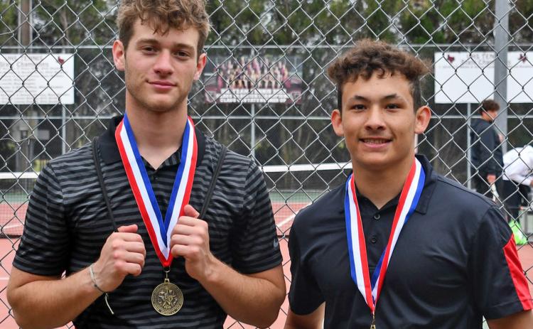 DISTRICT CHAMPS Motley County tennis competed last week at District, with Jason Richards and Kadyn Roys placing 1st in Boys Doubles and advancing to Regionals. | COURTESY PHOTO
