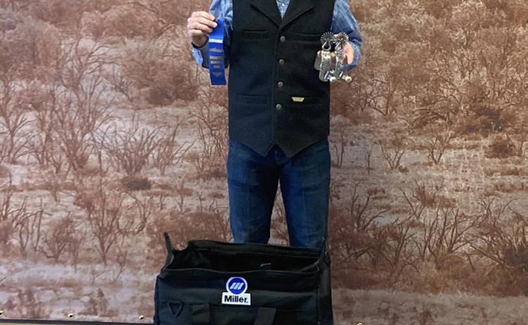 GUTHRIE HONORS Congratulations go to Guthrie’s Gus Smith for winning the class 405 (bits, spurs and knives) at the San Angelo ag mechanics contest. | COURTESY PHOTO