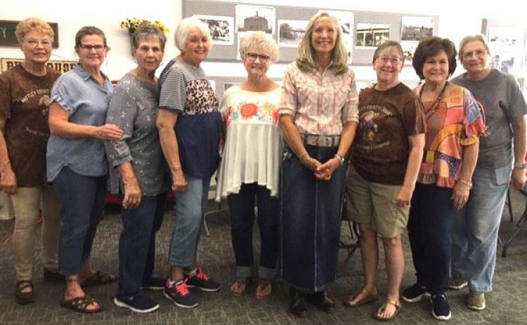 LIBRARY FUNDRAISER Last month, the Motley County Library held their annual beans-and-cornbread fundraiser. Friends of the Library helping out for the lunch included, from left, Deanie Edwards, Carmen O’Rourke, Elaine Hart, Pat Binder, Lisa Stone, Ellen Fowlkes, Pam Jones, Susan Jameson and Myrna Stephens. | COURTESY PHOTO