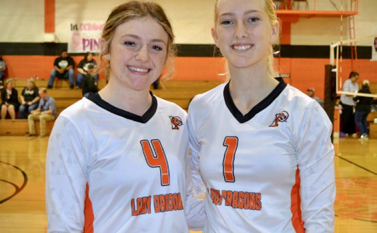 PADUCAH HONORS Seniors Zoe Wittekiend and Kennedy Whitaker, shown here at the Senior Night game, were among the Paducah volleyball athletes receiving All-District recognition. | COURTESY PHOTO