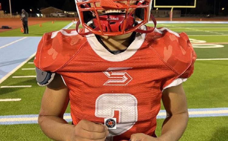 PLAYER OF THE WEEK Silverton’s Carlos Alanis, a senior, was selected by Texas 1A Fan as the Sticker Player of the Week for Silverton in the Area playoff game versus Balmorhea. | TEXAS 1A FAN PHOTO