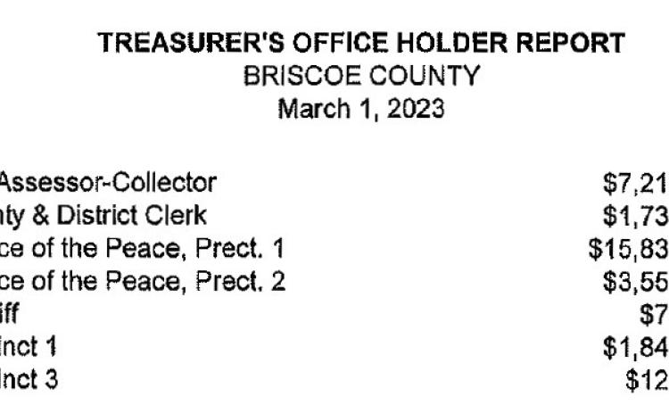 Briscoe Commissioners Court approves audit in March meeting