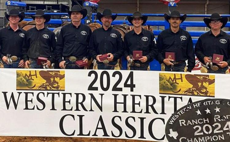 Congratulations go to the Tongue River Ranch cowboys for winning the 2024 Western Heritage Classic Ranch Rodeo in Abilene this past weekend. Team participants were Kelton Carver, Coy Crace, Justin “July” Johnson, Riggin Johnson, Hegan Lamb, Braiden Obermier and John Bubba Smith. | COURTESY PHOTO