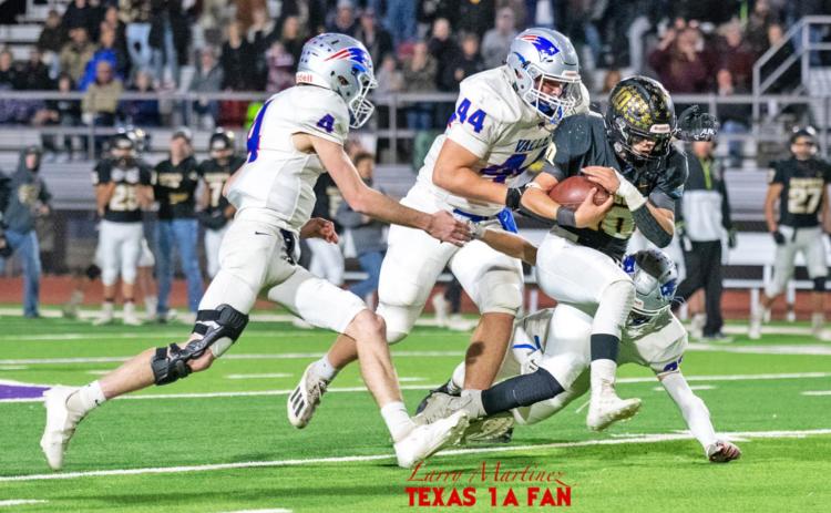 SO CLOSE The Valley Patriots narrowly lost to the Happy Cowboys 38–36 in the state quarterfinals Friday night. This year was the first time the 9–4 Valley Patriots had won district in four years, and after winning district, they won two more playoff games in pursuit of the state title. | TEXAS 1A FAN