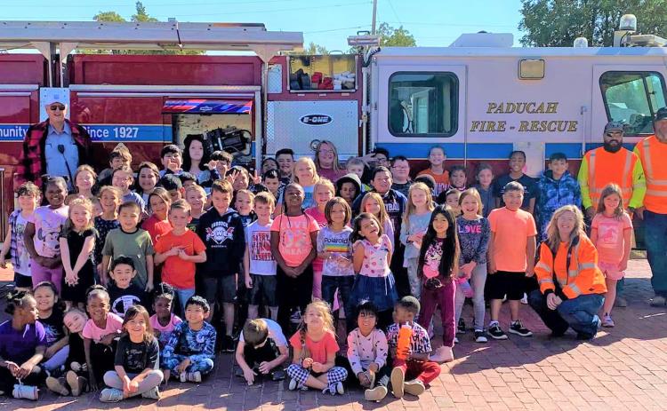 PADUCAHFIRESAFETY ThePaducahVolunteerFireDepartmentandTxDOTgaveapresentationtoPaducahstudents last week on fire safety. | COURTESY PHOTO