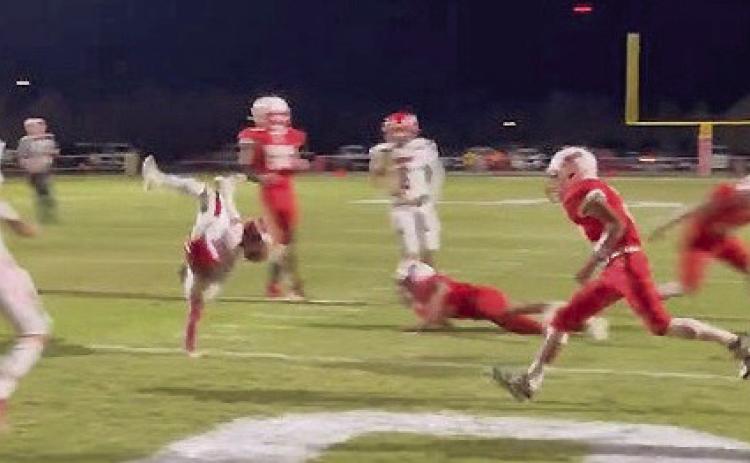 TWO SECONDS With two seconds left in the game, Groom’s Stephen Koehler dove into the end zone to give the Tigers a 54-52 victory over Silverton last week. | COURTESY PHOTO
