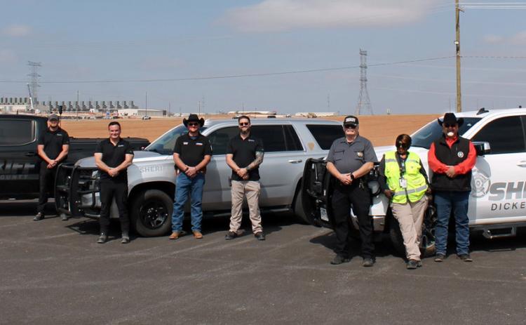 TRACKINGTRAFFIC—AND MORE Representatives from Galaxy presented new radio equipment to the Crosby County (far left), Motley County (center) and Dickens County (right) sheriff’s offices as part of a regional public safety partnership.With increasing vehicle traffic through the area, residents will appreciate the additional collaboration, and if weather or other events pose threats to public safety, departments will be better poised to coordinate efforts. | COURTESY PHOTO