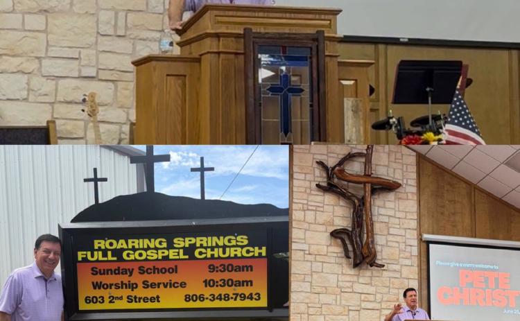 KCBD NewsChannel 11 sportscaster Pete Christy appeared at the Roaring Springs Full Gospel Church Sunday and delivered a sermon. There was a potluck meal and fellowship following the service. | COURTESY PHOTO