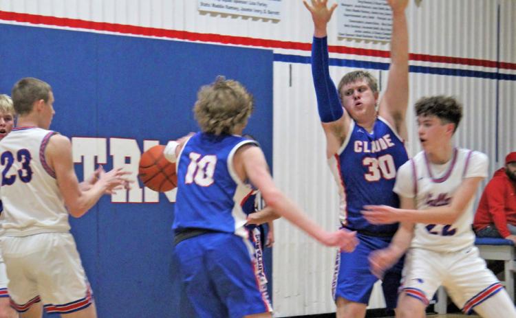 VALLEY VICTORIES The Valley Patriots varsity boys basketball team took a pair of wins last week, defeating Claude at home 45-36 and pulling out an overtime victory over Groom 45-40. | SHADI BUCHANAN PHOTOS