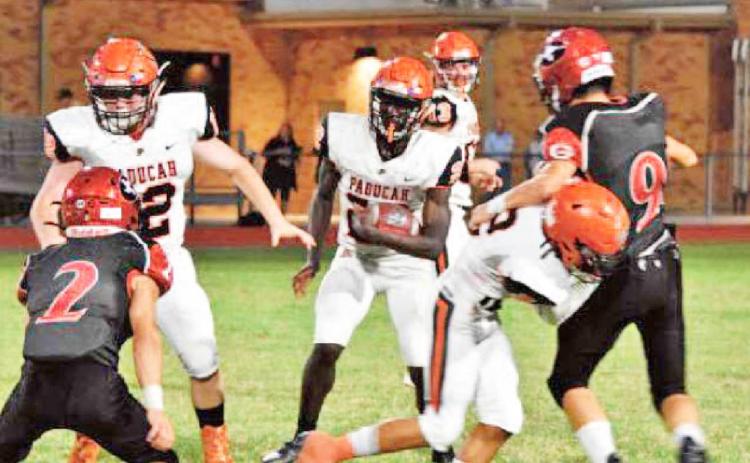 VICTORY SLIPS AWAY The Paducah Dragons led the Groom Tigers all night long on Thursday night, but with a little over a minute left in the game, Groom came from behind and pulled the win away, 34–33. | COURTESY PHOTO