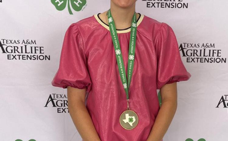 BRISCOE 4-H HONORS Congratulations go to Maddie Francis of Briscoe County, who placed 6th at Texas 4-H State Round Up in Invitational Ag Product Identification. | COURTESY PHOTO