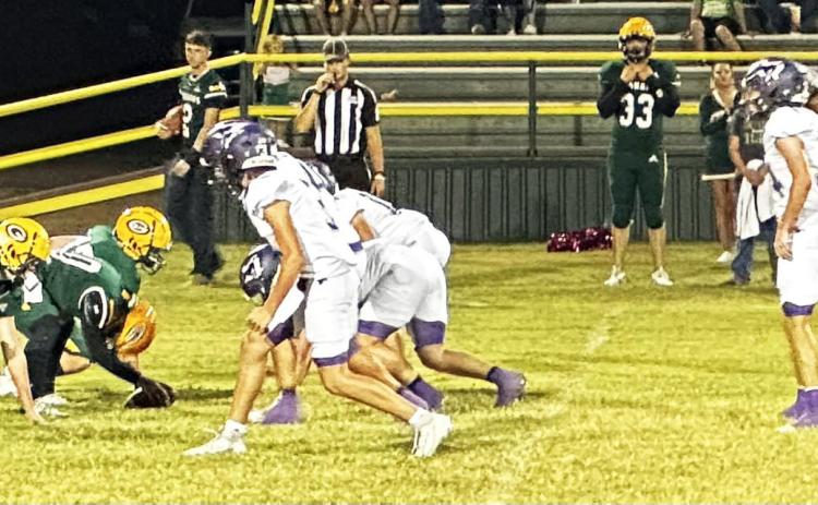 JAGUARS STOPPED The Guthrie Jaguars took a tough loss on the road Friday night, falling to the Benjamin Mustangs 60-12. | COURTESY PHOTO
