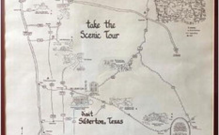 TAKE THE SCENIC TOUR Inside Silverton’s City Ha|l is a framed copy of this tourism map from years past, featuring the Caprock Canyons area and its many scenic drives. Do you know more about this map, and its artist? Email us at CaprockCourier@gmail.com | COURTESY PHOTO