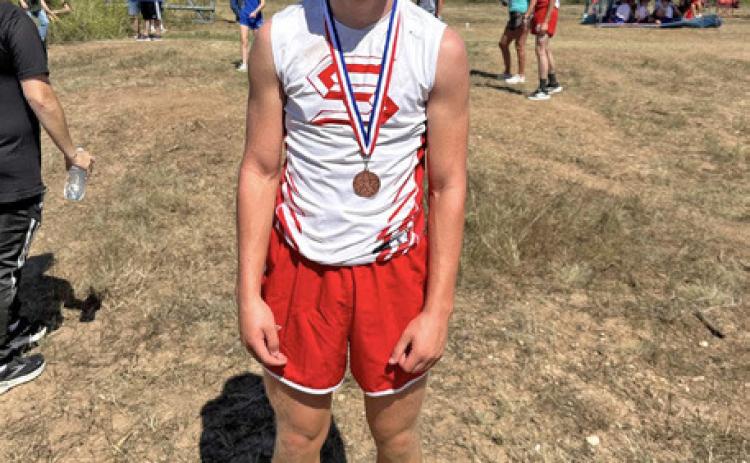 FRESHMAN BRIGGS HOLT finished in 8hth place during the Caprock Canyon Bison Run cross country meet on Sept. 2. | COURTESY PHOTO