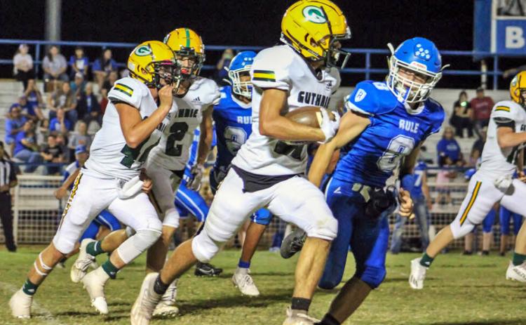 GUTHRIE WINS The Guthrie Jaguars defeated the Rule Bobcats 62–0 on the road Friday night, extending their win streak. The Jags are now 2–4 on the season and will travel Thursday night to Matador, where they will open district play against the Motley County Matadors. | COURTESY PHOTO