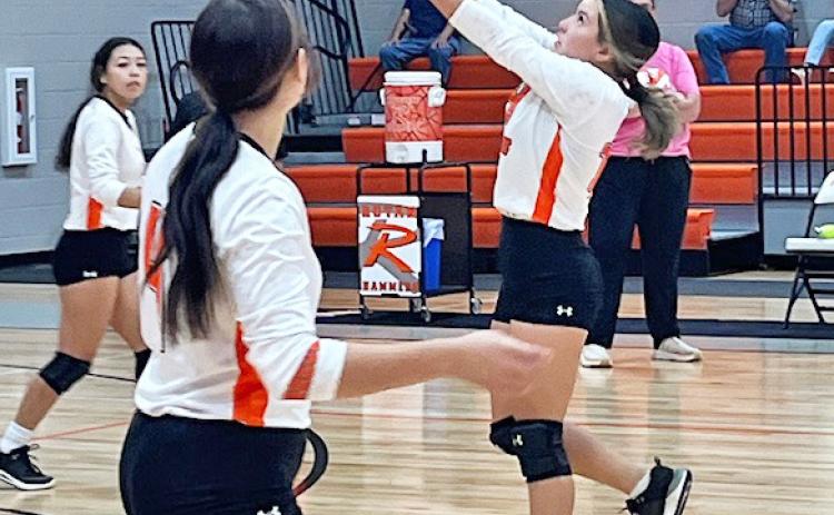 PADUCAH VOLLEYBALL Leticia Mejia saved a second hit in match against Rotan. | SUE JANE SULLIVAN PHOTO