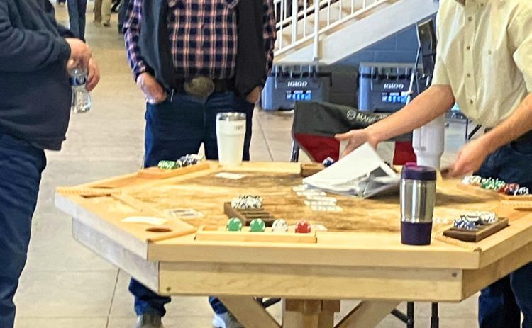 SHOWYOUR HAND Guthrie’s Zane Moore exhibited his custommade maple poker table at the San Angelo Ag Mechanics show in February. | GUTHRIE CSD PHOTOS