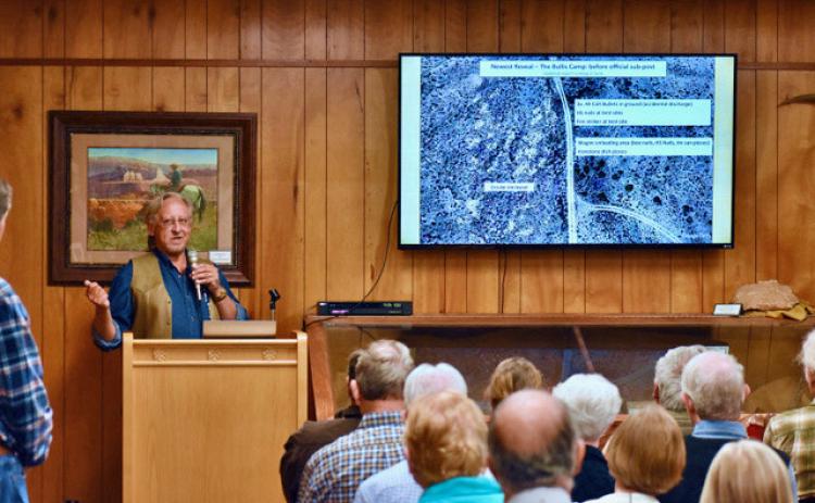 MUSEUM EVENT At the April 22 meeting of the Southwestern Federation of Archeological Societies, held at the Comanchero Canyons Museum in Quitaque, Tom Ashmore of the West Texas Archeological Society explained how he uses satellite impressions to find trails, mail stations and military camps. | COURTESY PHOTO