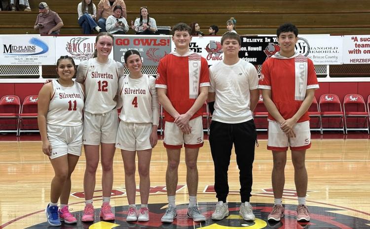 SENIOR RECOGNITION On Friday night, Silverton recognized their senior boys and girls varsity basketball players including Alonso Beltran, Maddie Francis, Natalia Deleon, J’ven Leija, Cooper Mullins and Melody Rampley. | COURTESY PHOTOS