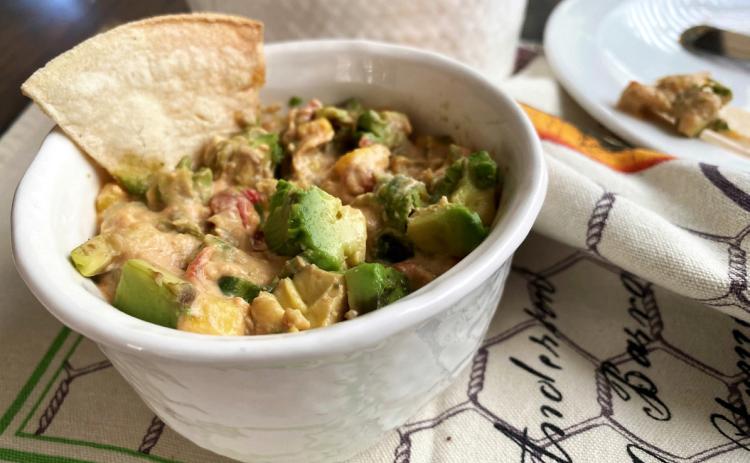 HEALTHY HEAT This plant-based queso dip’s heat comes from chiles and red spices, but its creaminess comes from blended cashews. | ANGELINA LaRUE PHOTO