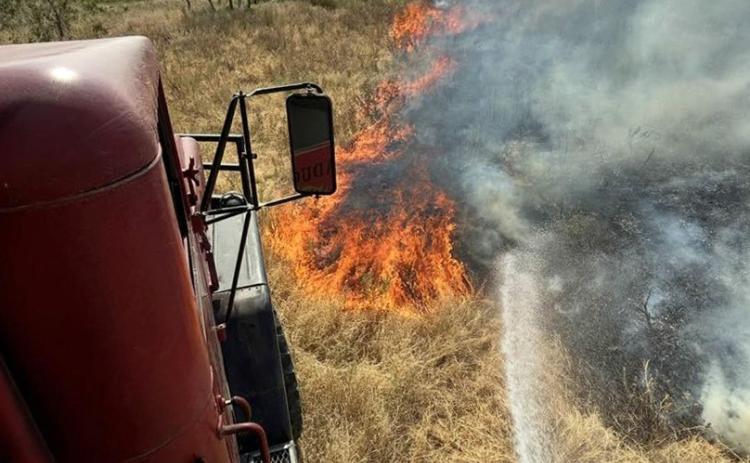 COTTLE CO. FIRE Firefighters and first responders were called out Saturday to a wildfire in Cottle County at the Triangle Ranch, Moon Camp. After battling the fire Saturday evening and Sunday morning, it was contained by Sunday evening. | COURTESY PHOTO