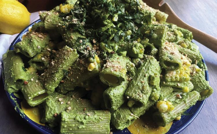 Creamy Pesto Pasta with Fresh Corn