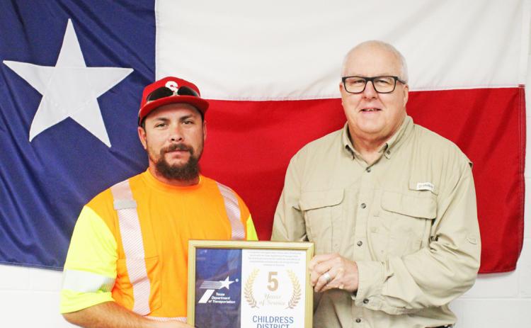 TxDOT Childress District presents service awards to Briscoe employees