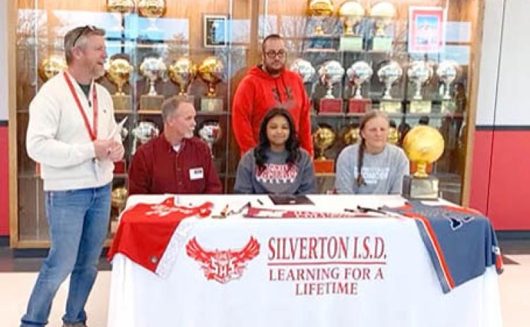 LETTER OF INTENT Silverton student-ahtlete Sara Casner signed a letter of intent to play basketball for Coach Jina Douglas with Hastings College (Nebraska) last week. | COURTESY PHOTO