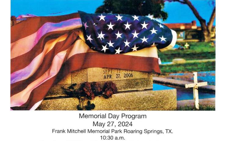 Memorial Day program slated for May 27 in Roaring Springs