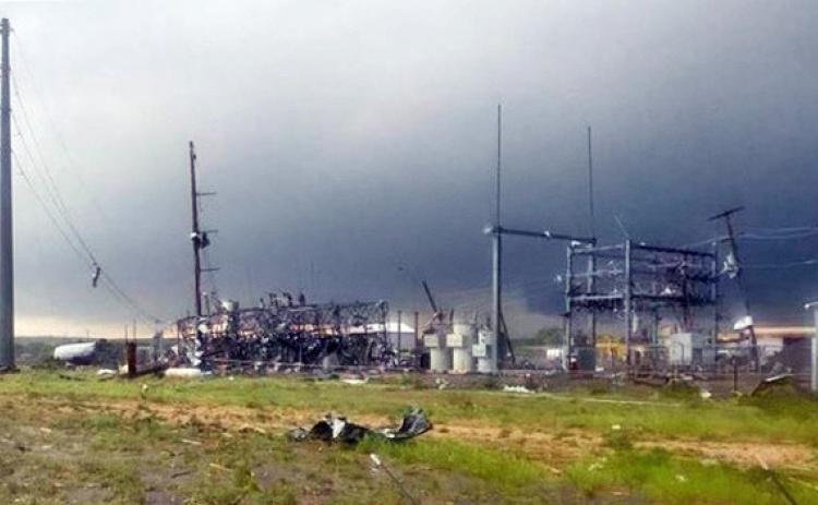 EF-3TORNADO DESTROYED SUBSTATION in Matador in 2023, leaving thousands without power as far as Abilene, Texas. See photo after reconstruction, page 9. | COURTESY PHOTO