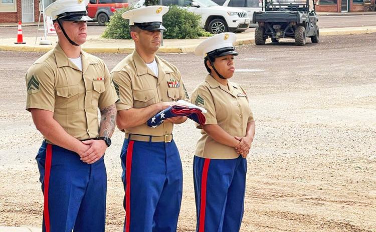 CLB453 MOTORTRANSPORT COMPANY served as color guard at the Memorial Day Ceremony in Roaring Springs, a special order from Washington, D.C. | DEIDRA CLIFTON PHOTO
