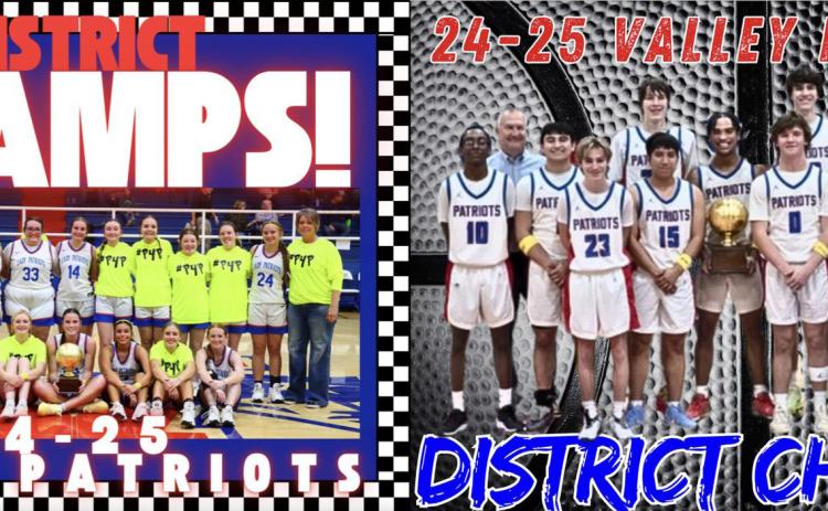 VALLEY WINS Both the Valley girls and the Valley boys won their District 8-1A championships earlier this month. The girls won their bi-district playoff Monday, and the boys play their bi-district game this coming Monday. | COURTESY PHOTOS