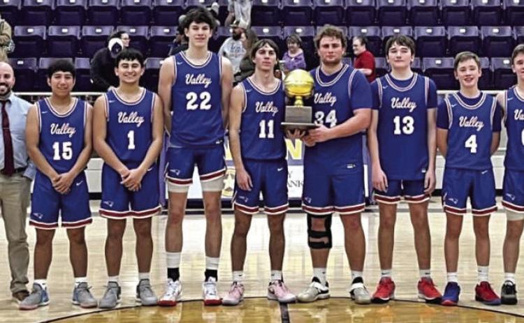 The Valley Patriots boys varsity basketball team won their bi-district playoff game Monday night against the Fort Elliott Cougars 74-42 at Panhandle High School. | COURTESY PHOTO