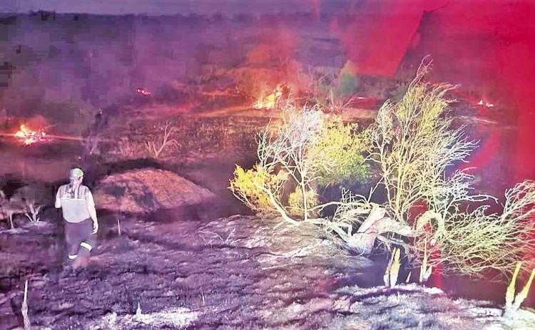 TELL FIRE Caprock Country first responders, including fire departments fromMatador,TurkeyandMemphis, the Hall County Sheriff’s Office and theTexas A&amp;M Forest Service, came together last Thursday night to extinguish a fire near Tell, Texas. | COURTESY PHOTO