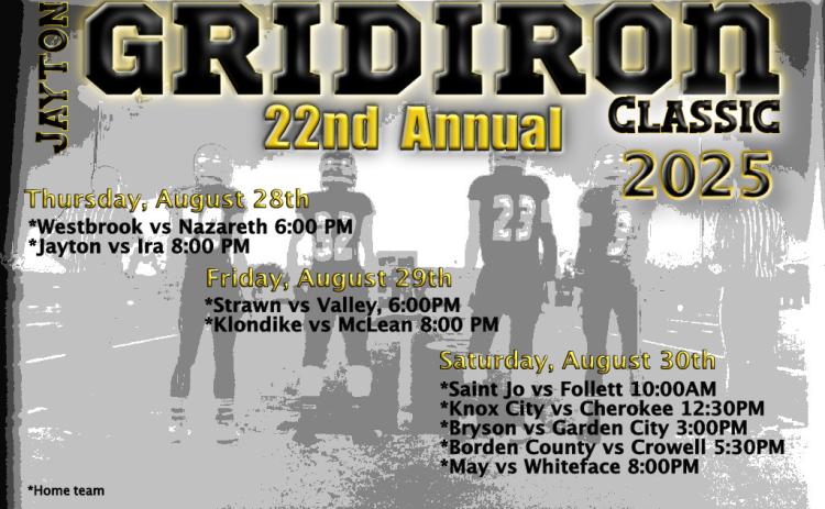 Patriot Football will be kicking off the season at the 22nd Annual Jayton Gridiron Classic Friday, August 29 at 6 p.m. against the Strawn Greyhounds. | COURTESY PHOTOS
