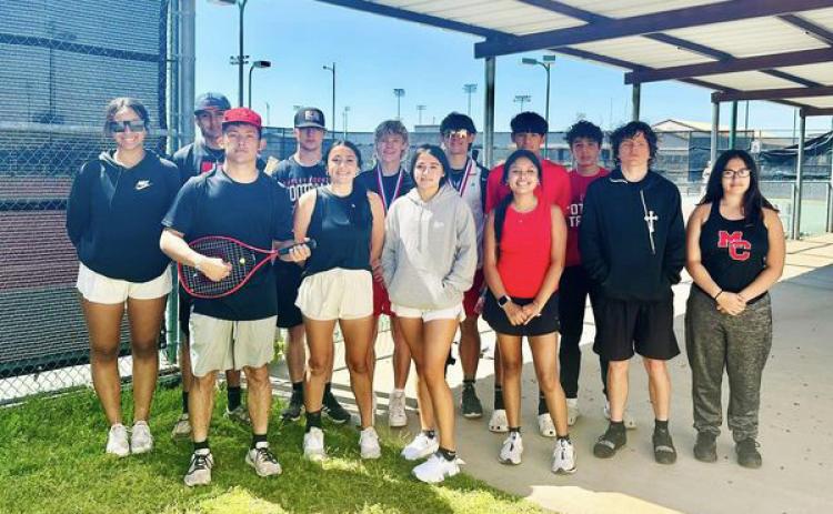 MOTLEY TENNIS HONORS Earlier this month Motley County High School competed at district tennis, with several earning honors: Ronaldo Ortiz placed 3rd in boys singles; Kody and Aaron Cates placed 2nd in boys doubles and are regional qualifiers; and in mixed doubles Nevaeh Martin and Kadyn Roys finished 2nd and are regional qualifiers. | COURTESY PHOTOS