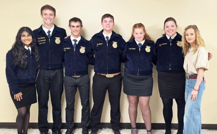 MOTLEY FFA Competitors (from left) Leyla Quilimaco, Caden Rylan Bingham, Teg Gleghorn, Kenzi Koepke, Karis Mcintosh and Whitney Bingham represented Motley County at district FFA events. | COURTESY PHOTO