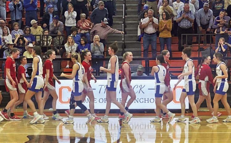 SEASON ENDS The Silverton Lady Owls took a tough loss to the Nazareth Swiftettes 55-39 Monday night in the Regional Quarterfinal playoff game at Amarillo Caprock High School. The 2024 Lady Owls were the first Silverton girls basketball team to advance to and win the Area championship in six years. Congratulations go out to them on a great season. | COURTESY PHOTO