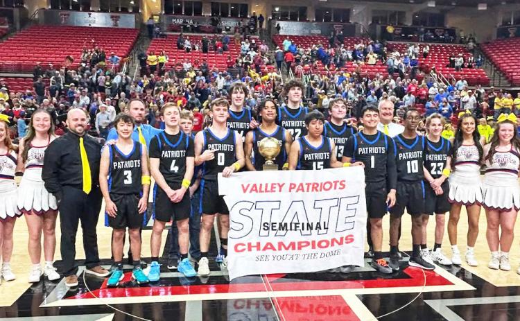 STATE BOUND At press time for this week’s issue, the Valley Patriots are headed to the Alamodome in San Antonio for the Class 1A State Final game against Perrin-Whitt on Thursday, Mar. 6. Look for results on The Caprock Courier Facebook page and keepsake coverage in our March 13 issue. | COURTESY PHOTO