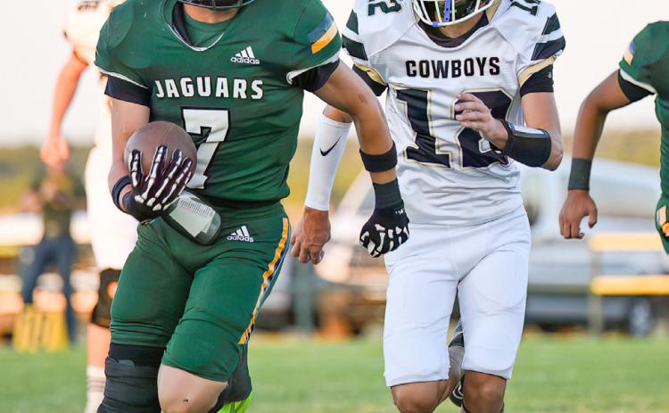 The Guthrie Jaguars varsity football team defeated Woodson 45-0 last week. | TEXAS 1A FAN