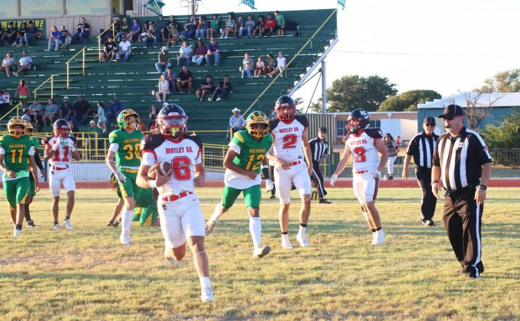 MATADORS WIN The number-two-in-the-state-ranked Motley County Matadors varsity football team blew away the Springlake-Earth Wolverines on the road 56-6 Friday night, fueled by five rushing touchdowns by junior Culley Lawrence. Defensively, senior Ronaldo Ortiz set the pace with six tackles, two assists and one interception. | COURTESY PHOTO