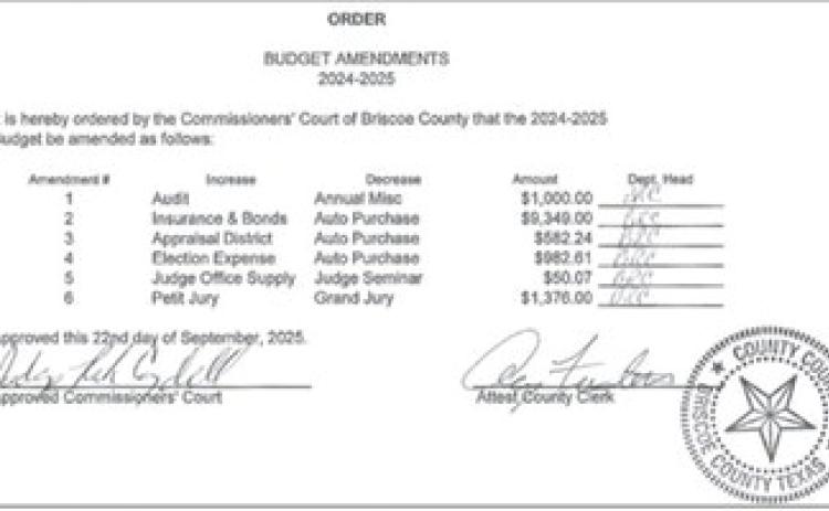 Briscoe commissioners approve new equipment and vehicle purchases