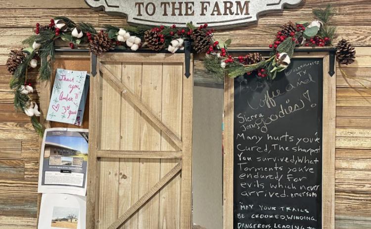 KEEPING WARM ON THE FARM Farmhouse Coffee in Guthrie serves up both hot and cold beverages, along with edible goodies. Proprietor Amber Long noted pages of entries in her guest book from dozens of faraway places since she opened for business in October. | CAPROCK COURIER