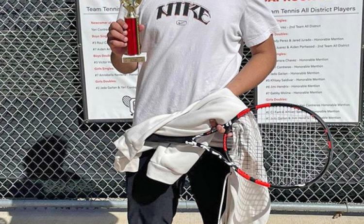 Damian Valdes won the Singles Championship match at the Tascosa Tennis Match in AmarilloMarch20. | COURTESY PHOTOS