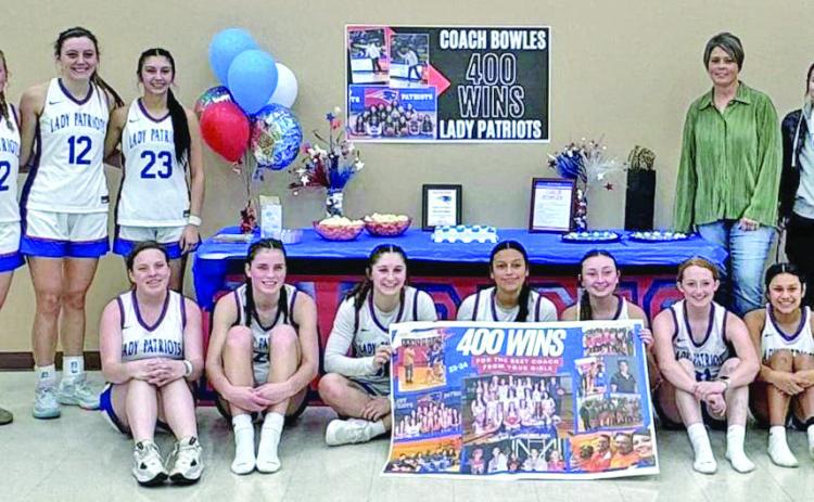 Valley girls basketball coach Amy Bowles was surprised by her players, colleagues and community with a surprise par ty commemorating her 400th win last. This week, Valley got more pleasant news: The Lady Patriots were ranked #1 in the state in the Texas Association of Basketball Coaches poll. | COURTESY PHOTO