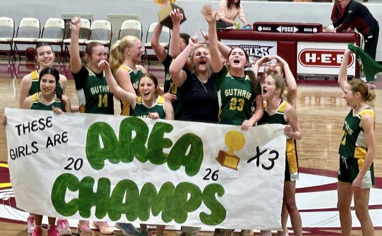 AREA CHAMPS The Guthrie Lady Jags won the Area playoff championship defeating Klondike 49-43 early last week, and then had their season come to a close when they lost to number two in the State, Nazareth 54-24 Monday night. | COURTESY PHOTO
