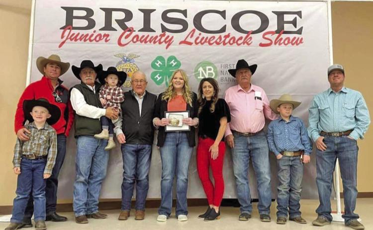 SCHOLARSHIP WINNER Congratulations to Emily Gamble on receiving the Don Burson Memorial Herdsman Scholarship at the 2023 Briscoe County Stock Show. | COURTESY PHOTOS